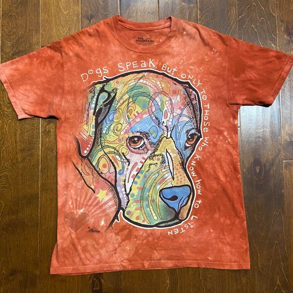 The Mountain Dean Russo Dogs Speak Orange Tye Dyed T-Shirt Men's Size Large - Picture 3 of 8